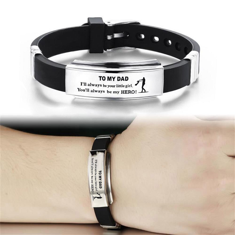 Father's Day-Men's "To My Dad" Stainless Steel Silicone Bracelet
