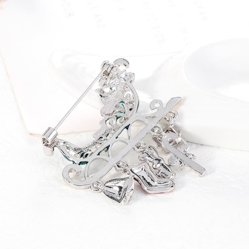 Christmas-Beautiful Brooch-Sleigh with Decorative Charms