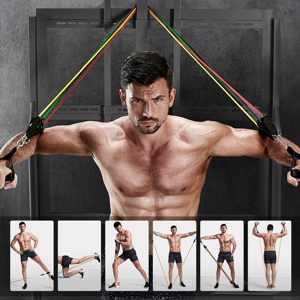 10LB-120LB Set of Resistance Bands for Workout/Fitness