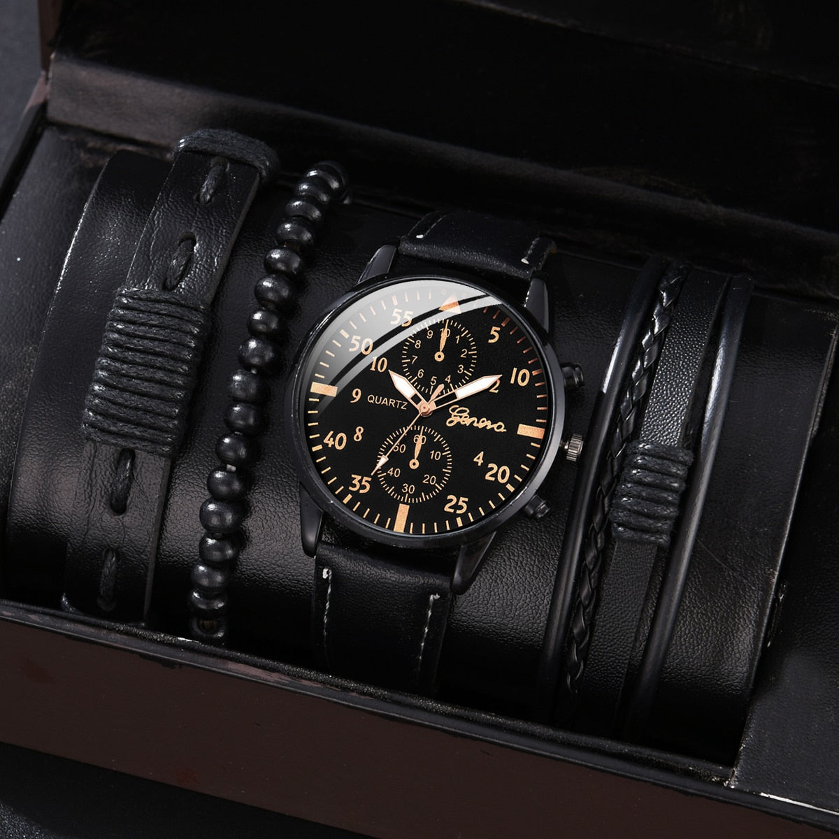 Father's Day-4pc. Men's Stylish Leather Watch Set