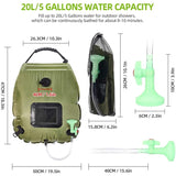 20L Outdoor Camping/Hiking Solar Shower Bag with Hose and Switcheable Shower Head