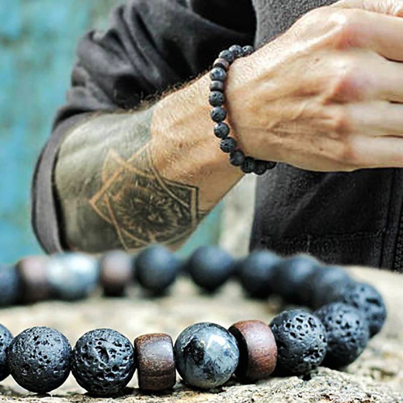 Father's Day-Men's Volcanic Stone Beaded Bracelet