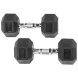 25LB Black Rubber Hex Dumbells-Workout/Fitness Training