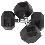 25LB Black Rubber Hex Dumbells-Workout/Fitness Training