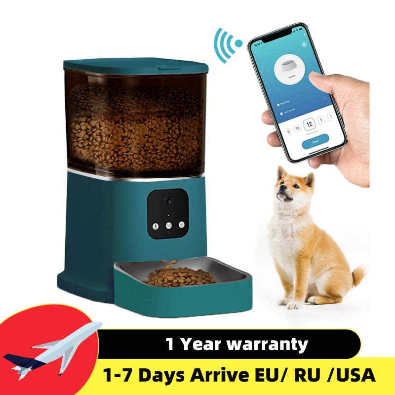 6L Automatic Pet Feeder. App Controlled with Camera and Voice Interaction