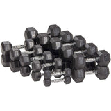 25LB Black Rubber Hex Dumbells-Workout/Fitness Training