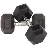 25LB Black Rubber Hex Dumbells-Workout/Fitness Training