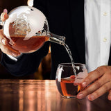 Father's Day-Globe Decanter Set with Wooden Stand and Glasses