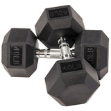 25LB Black Rubber Hex Dumbells-Workout/Fitness Training