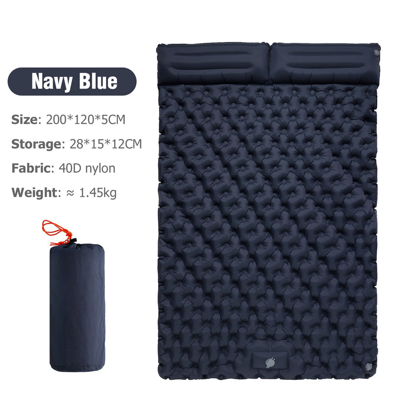 Outdoor/Indoor Camping/Hiking Inflatable Double Mattress with Built In Pillows and Pump