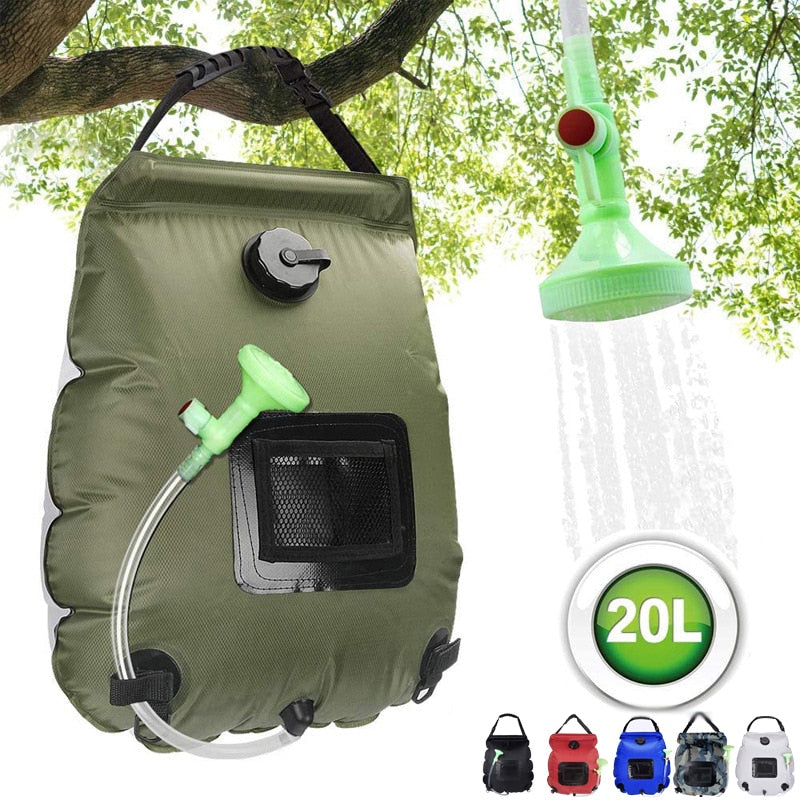 20L Outdoor Camping/Hiking Solar Shower Bag with Hose and Switcheable Shower Head